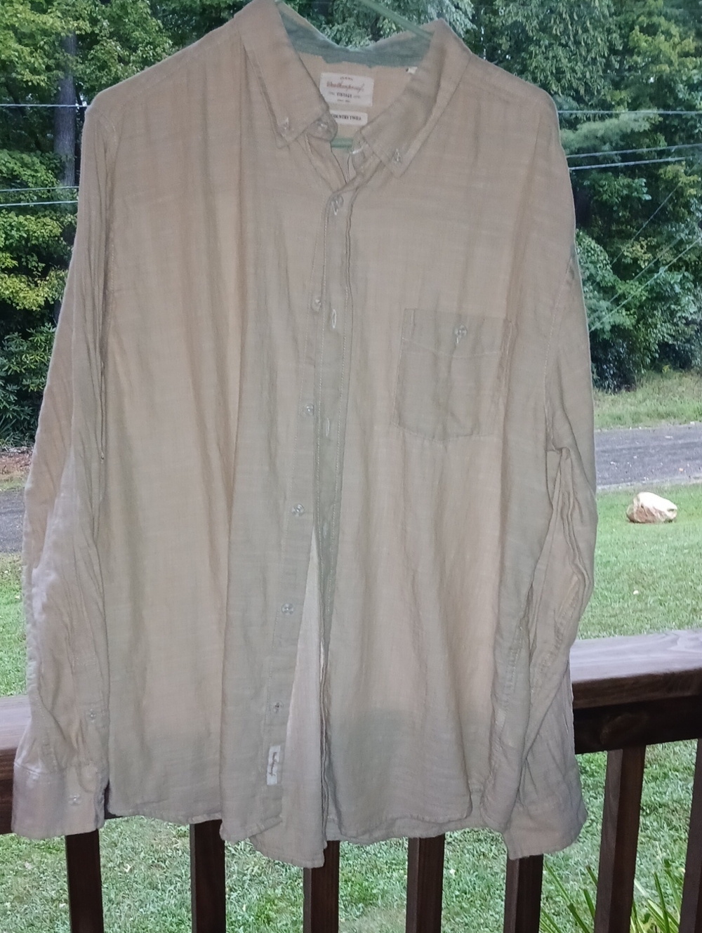 Weatherproof Vintage Cotton Button Down Shirt Beige XL